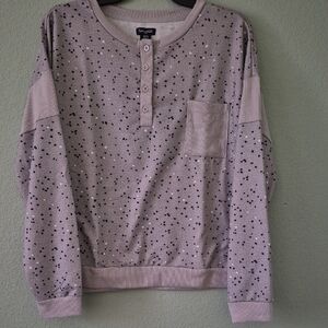 Sonoma Gray Patterned Henley Top